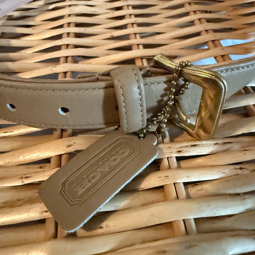 Vintage Coach Tan Leather Belt with Gold Buckle